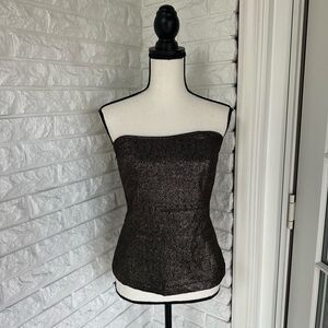 VINTAGE Brooks Brothers Glitter Gold-Toned Corset Strapless Top